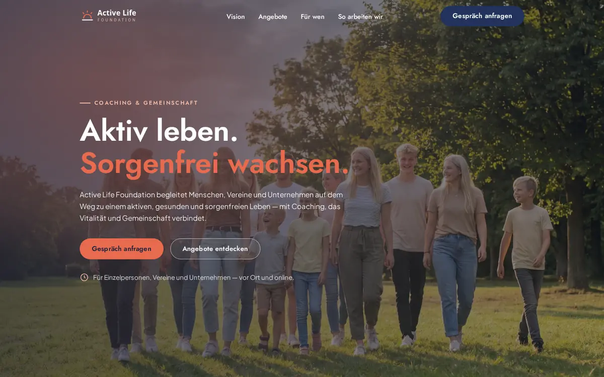 Startseite von Active Life Foundation